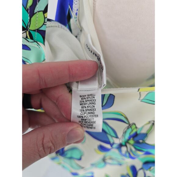 Croft & Barrow Womens Sz 18W Swimsuit Tankini Top Bright Floral Print Blue Green - Picture 3 of 7